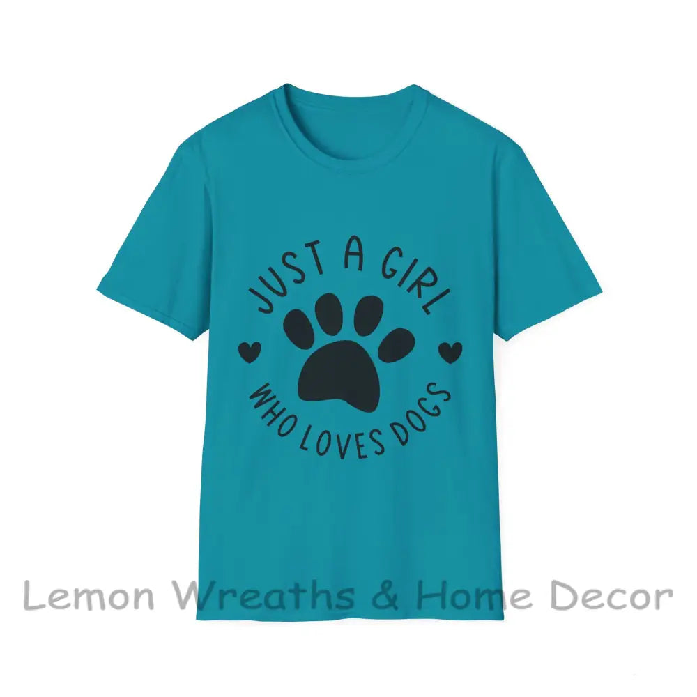 Just A Girl Who Loves Dogs Unisex Softstyle Tee Tropical Blue / S T-Shirt