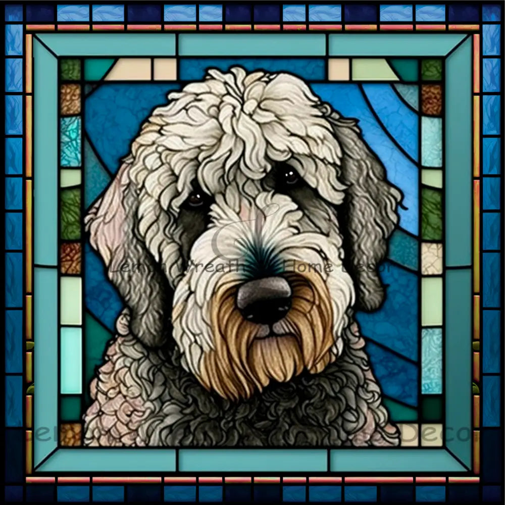 Labradoodle Dog Breed Faux Stained Glass Metal Sign 8