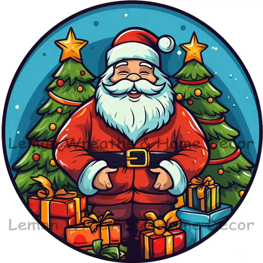 Laughing Santa With Presents Metal Sign 6