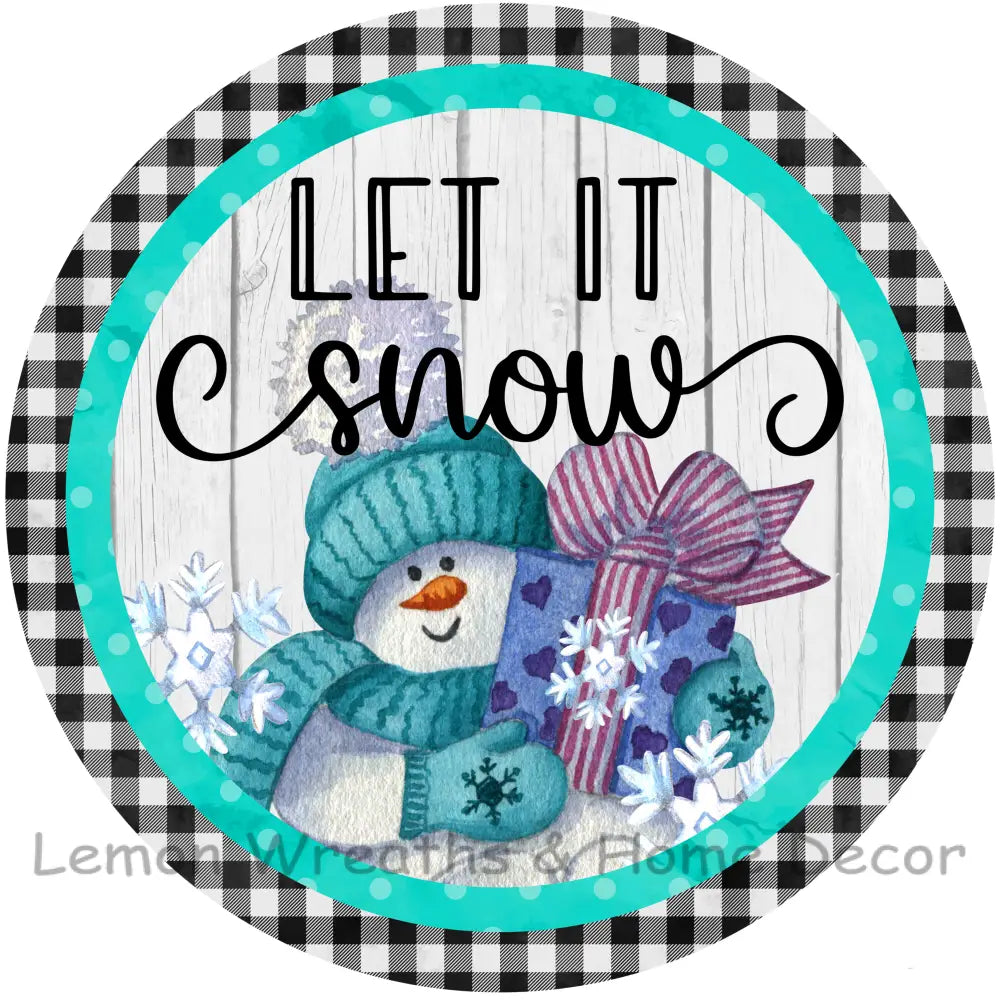 Let It Snow Buffalo Check Metal Sign 6