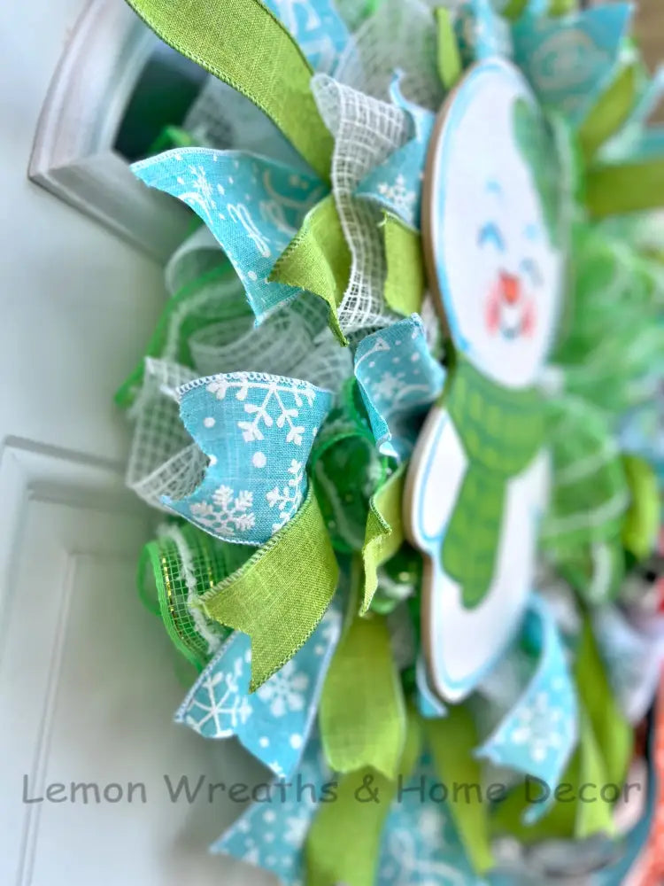 Lime Green Snowgirl Winter Wreath
