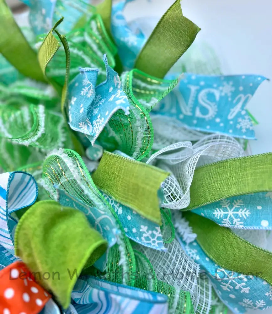 Lime Green Snowgirl Winter Wreath