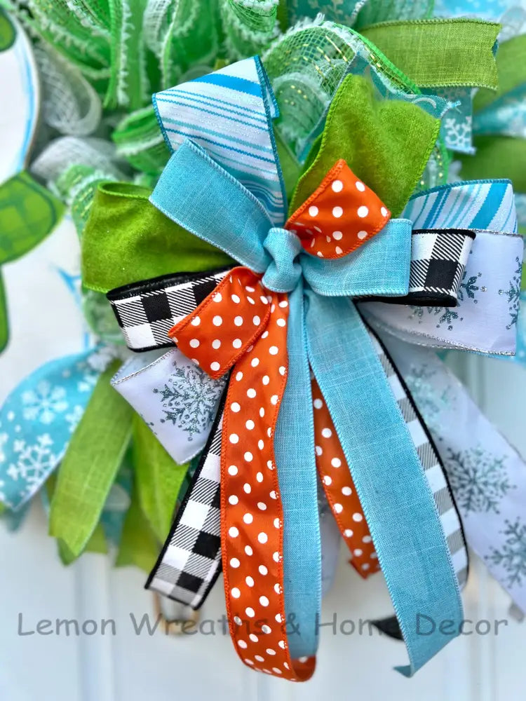 Lime Green Snowgirl Winter Wreath