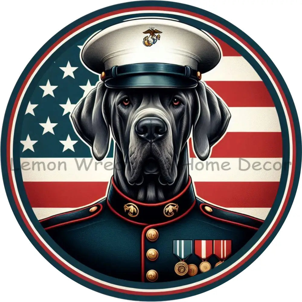 Marines Great Dane in Uniform Metal Sign