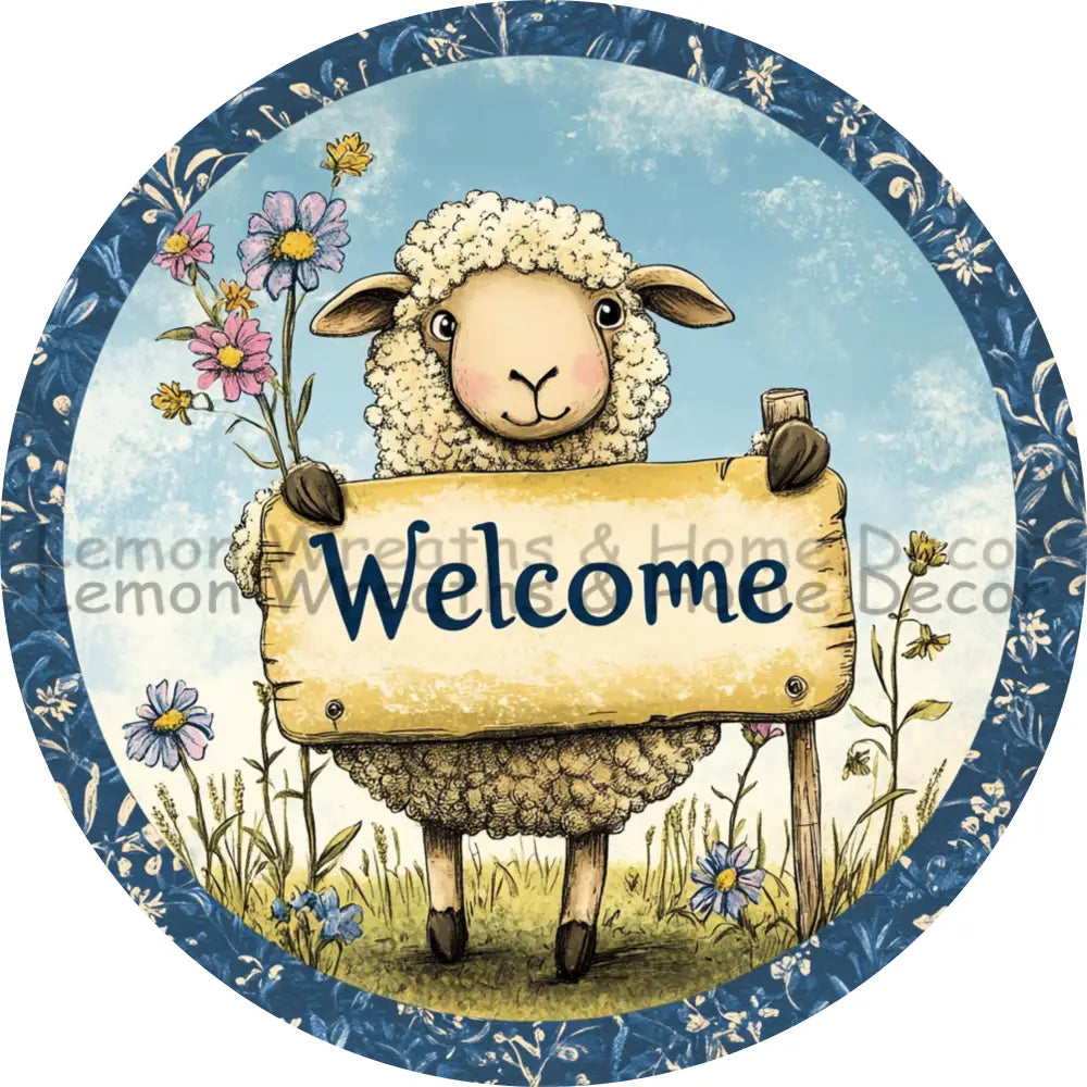 Meadow Sheep Welcome Metal Sign