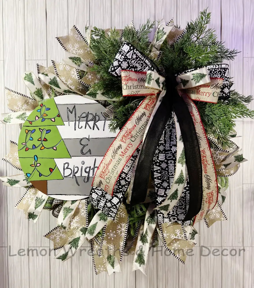 Merry & Bright Rustic Christmas Wreath