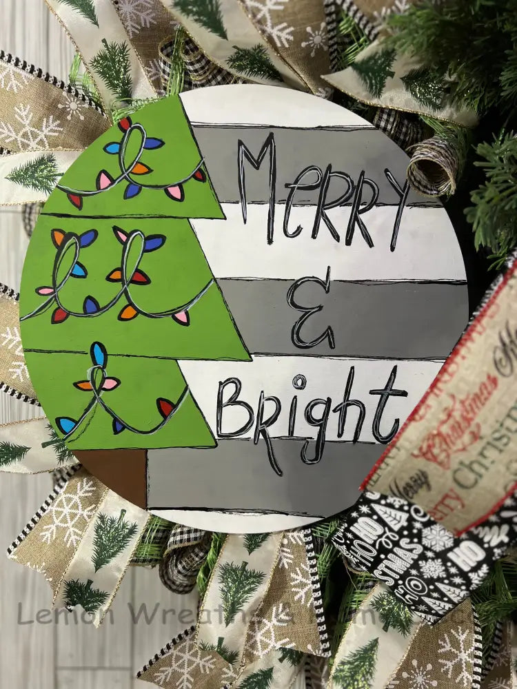 Merry & Bright Rustic Christmas Wreath