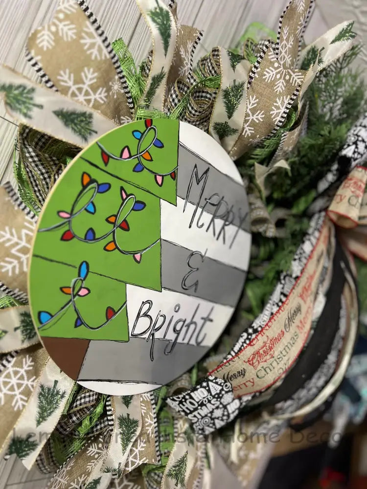 Merry & Bright Rustic Christmas Wreath