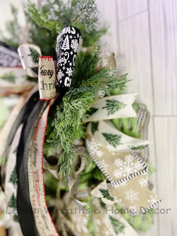 Merry & Bright Rustic Christmas Wreath