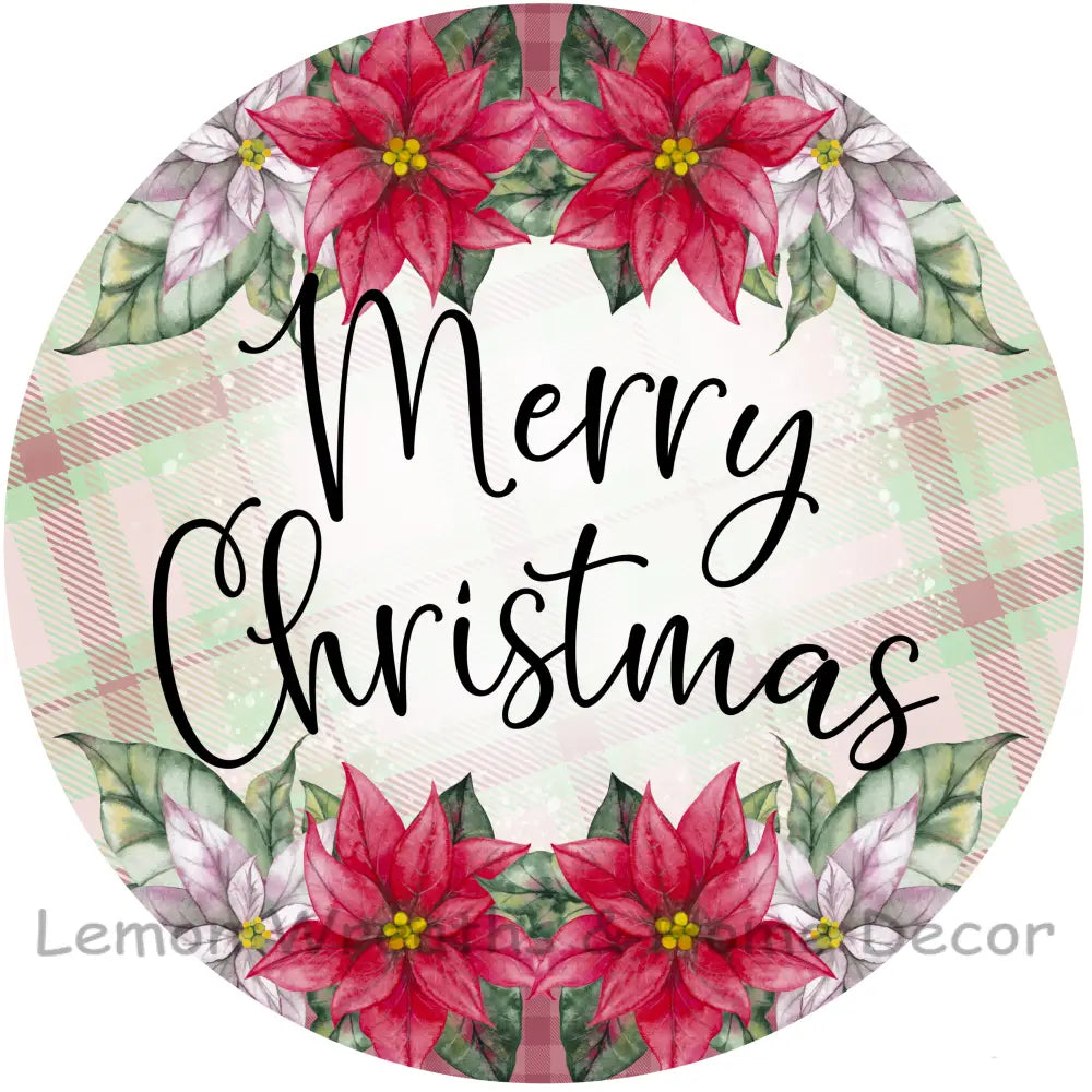 Merry Christmas Poinsettias Metal Sign 6