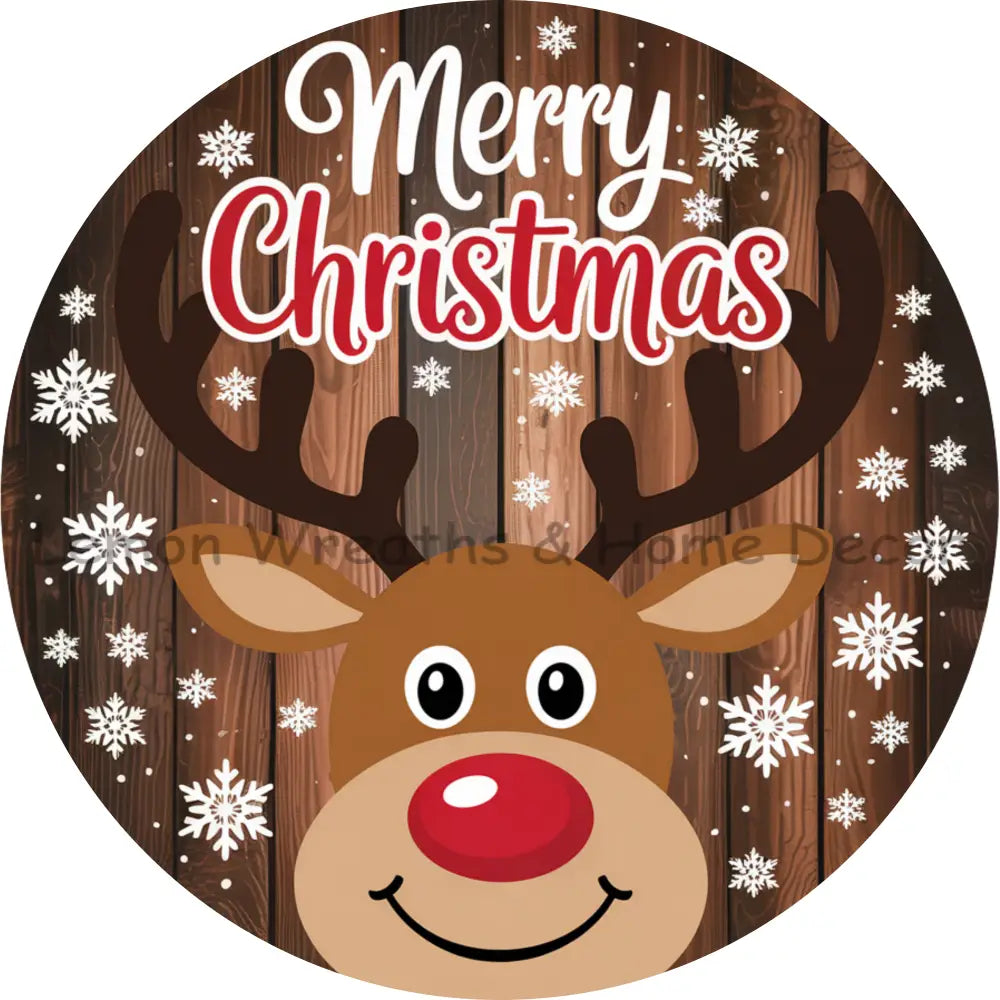 Merry Christmas Whimsical Reindeer Metal Sign