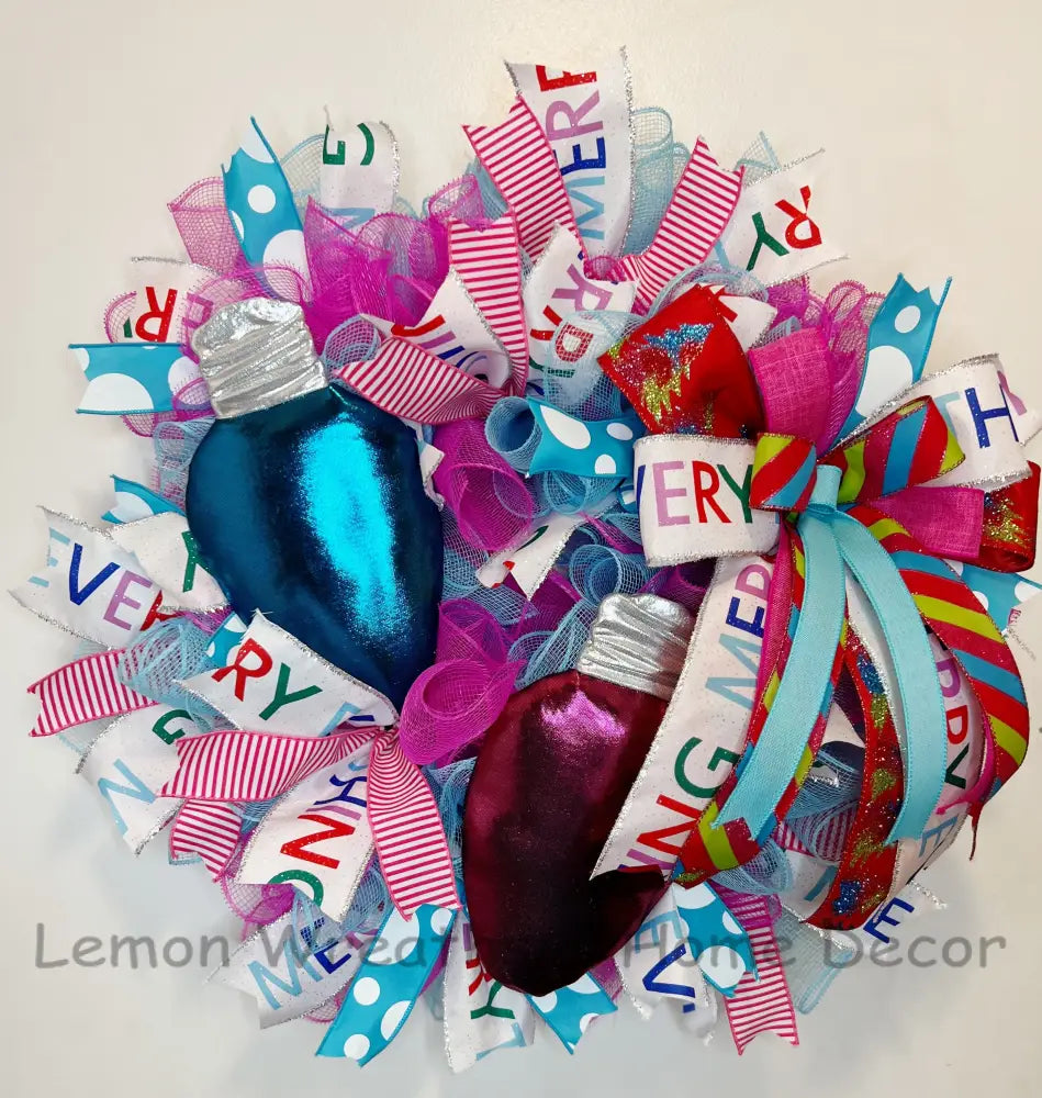 Merry Everything Christmas Light Bulb Wreath