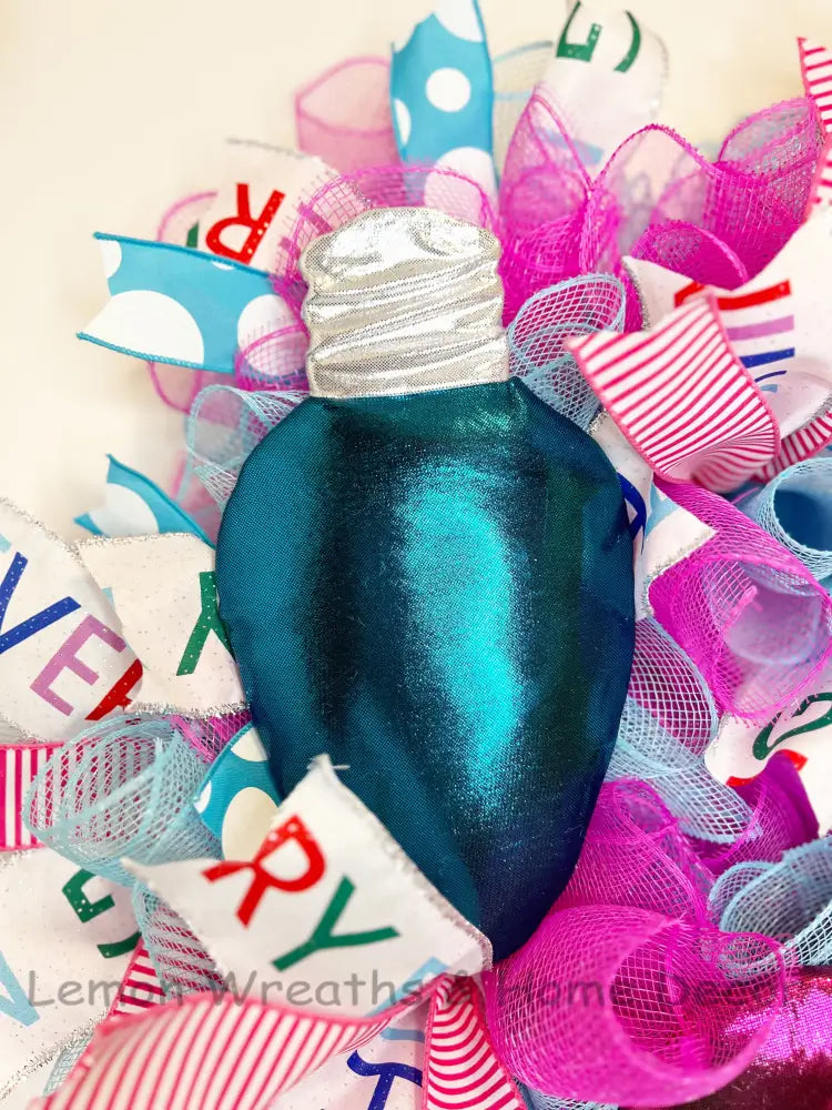Merry Everything Christmas Light Bulb Wreath