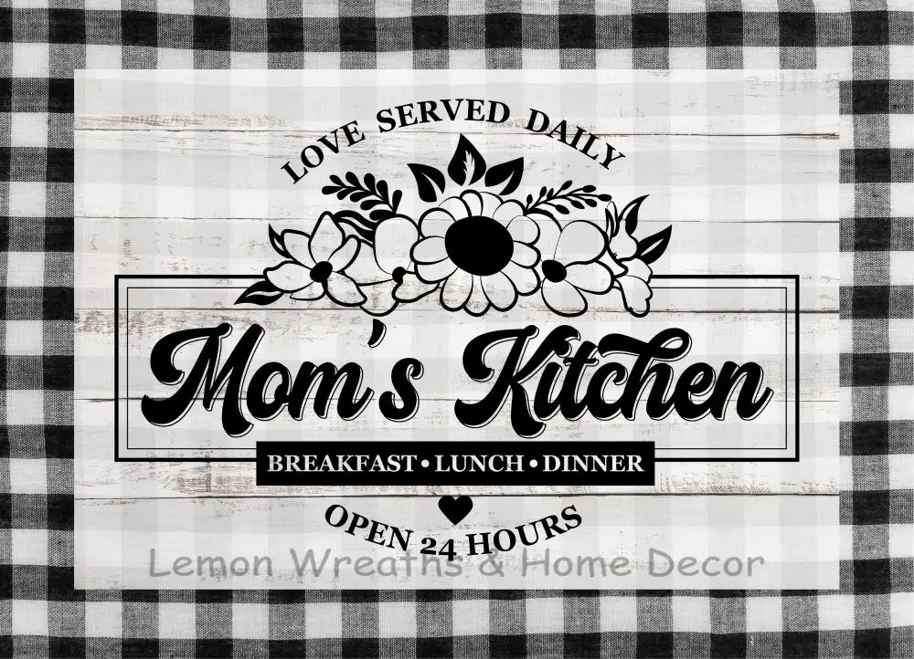 Moms Kitchen Version 2 Metal Sign Black