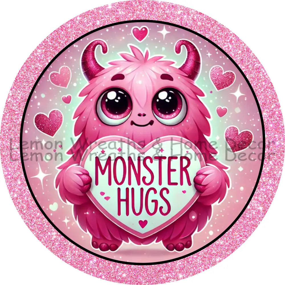 Monster Hugs Valentine Metal Sign