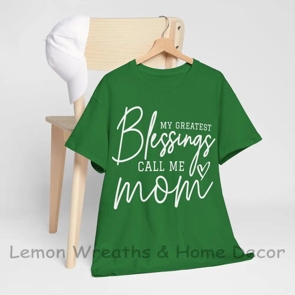 My Greatest Blessings Call Me Mom Heavy Cotton Tee Turf Green / S T-Shirt