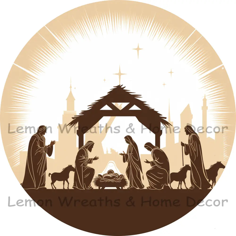 Nativity Silhouette Religious Metal Sign