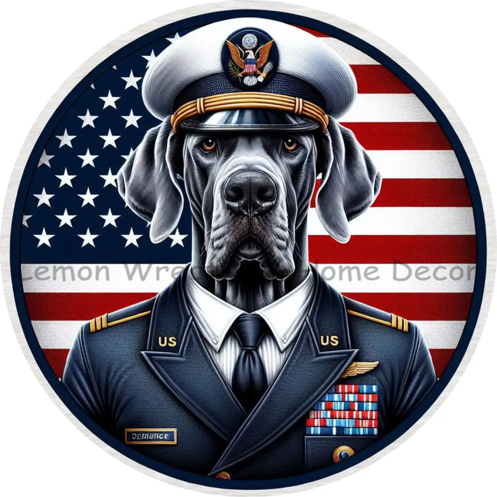 Navy Great Dane in Uniform Metal Sign
