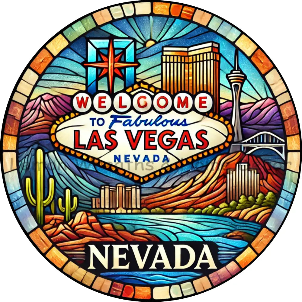 Nevada Faux Stained Glass Metal Sign