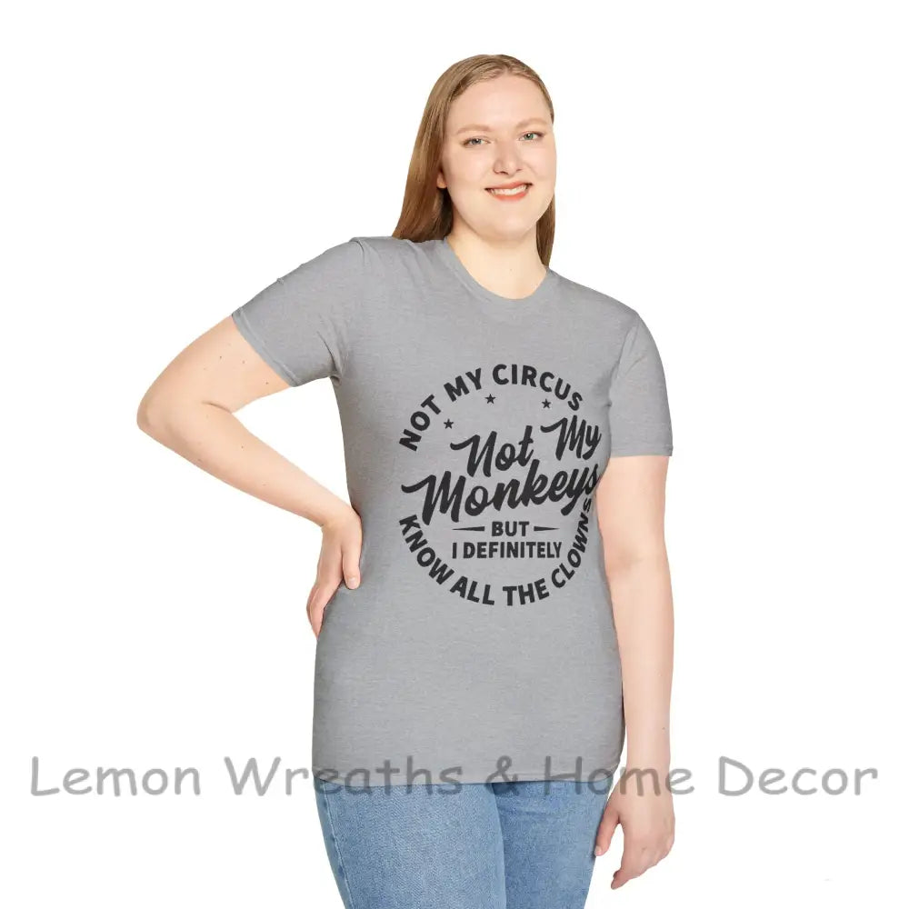 Not My Circus Monkeys But I Definitely Know The Clowns Unisex Softstyle T-Shirt