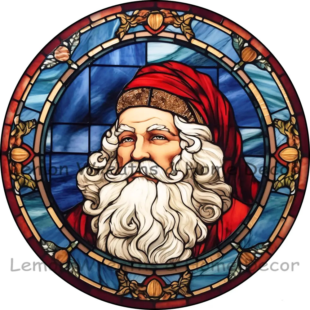Old Saint Nicholas Faux Stained Glass Metal Sign
