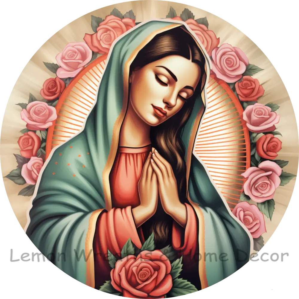 Our Lady Of Guadalupe Soft Blue Cloak Metal Sign