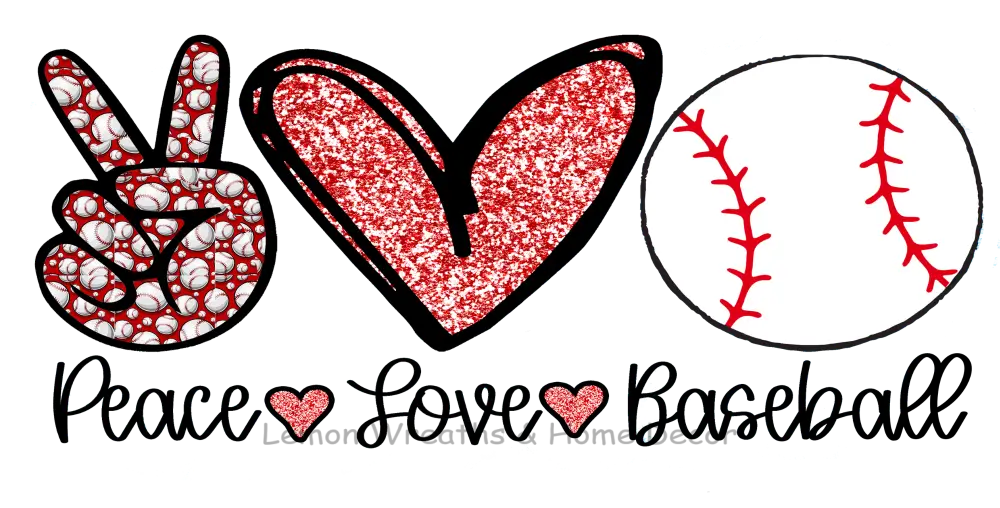 Peace Love Baseball Metal Sign