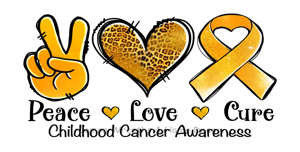 Peace Love Cure Childhood Cancer Awareness Metal Sign