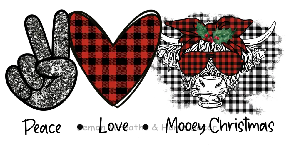 Peace Love Mooey Christmas Metal Sign