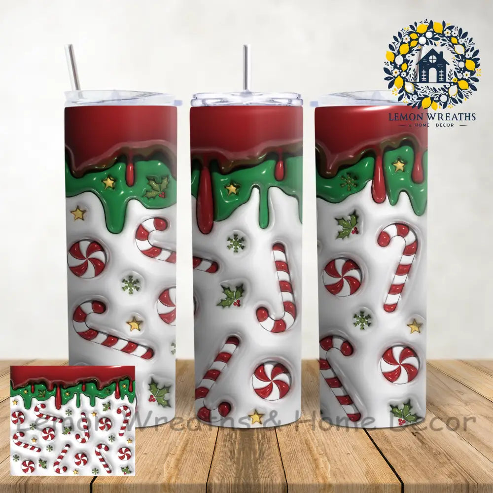 Puffy Candy Cane Christmas 20Oz Tumbler (Copy)