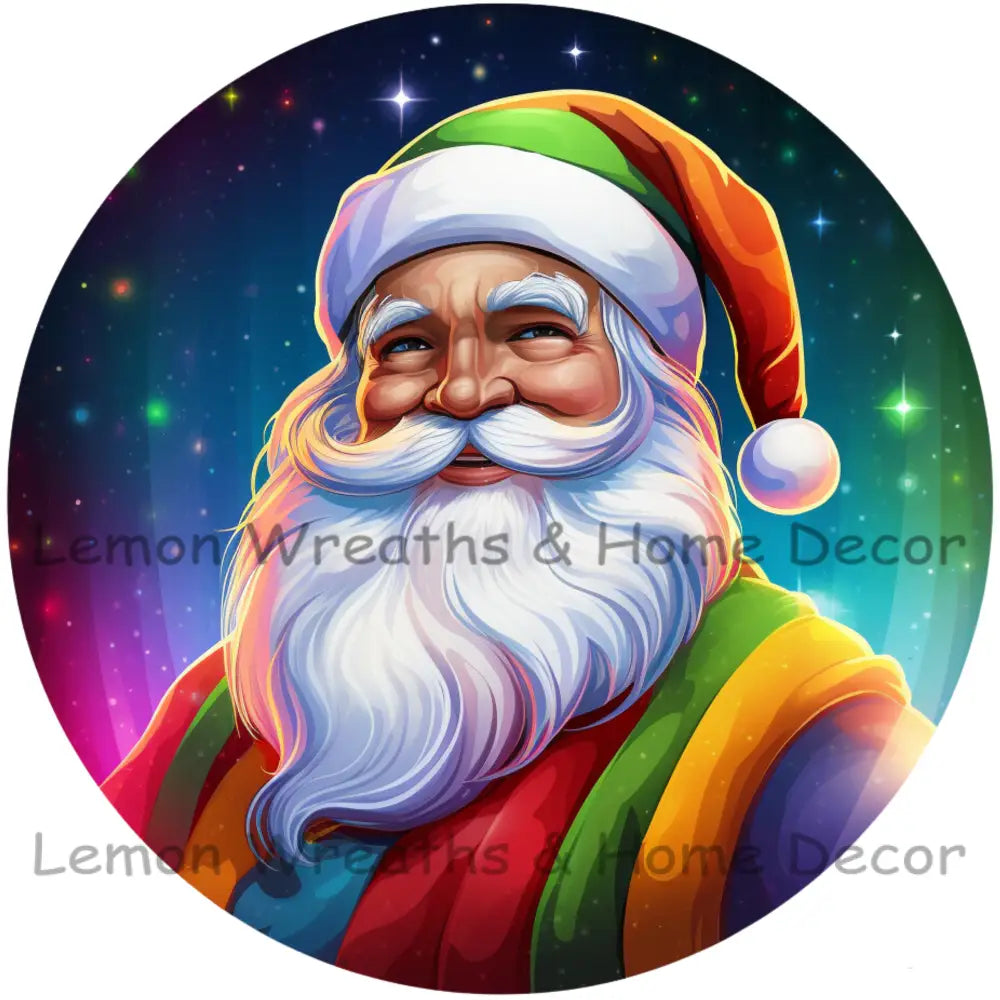 Rainbow Santa Metal Sign