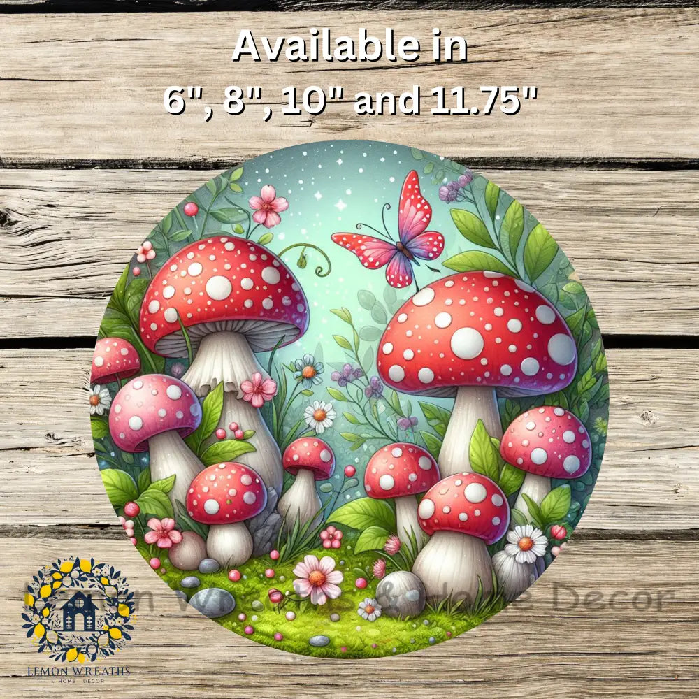 Red Polka Dot Mushroom Garden Metal Sign