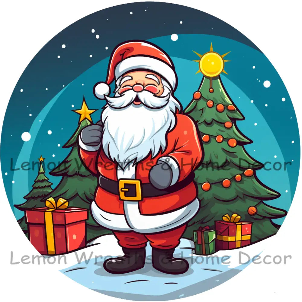 Rosey Cheek Cartoon Santa Metal Sign 6 / No Text