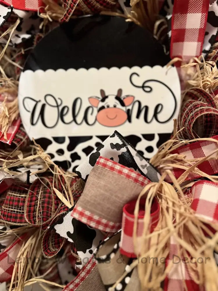 Rustic Cow Welcome Wreath