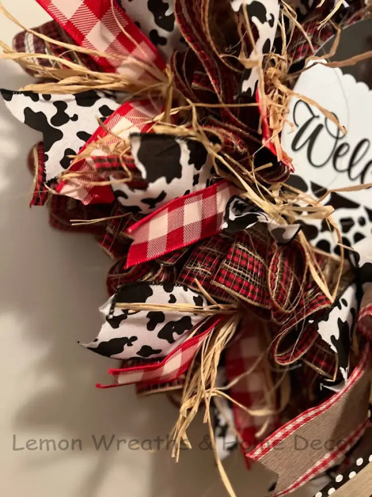 Rustic Cow Welcome Wreath