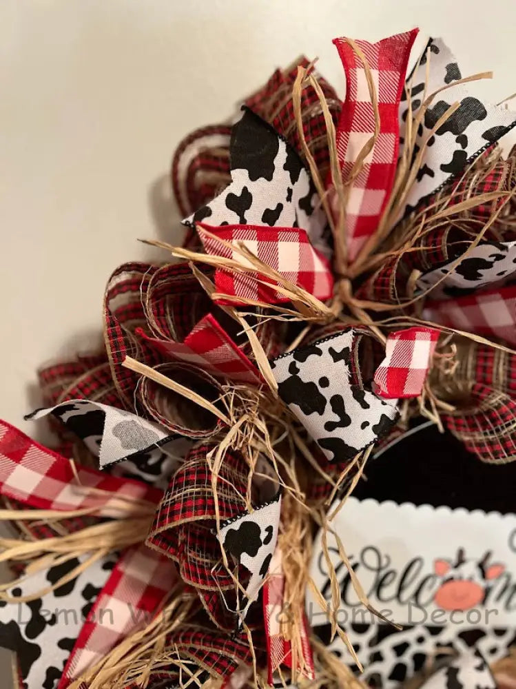 Rustic Cow Welcome Wreath