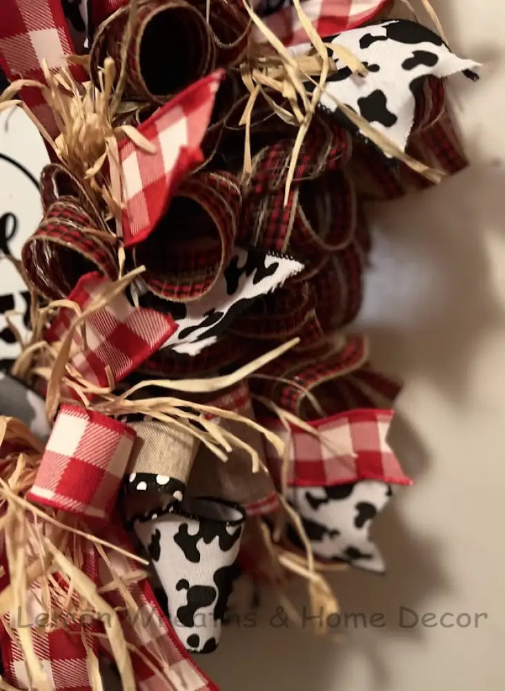 Rustic Cow Welcome Wreath
