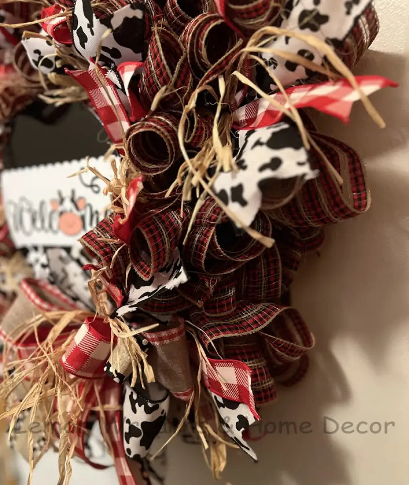 Rustic Cow Welcome Wreath