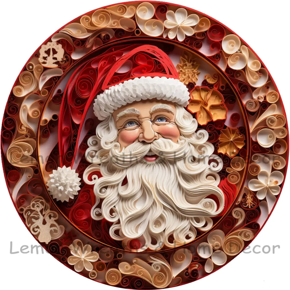 Santa Curly Beard Quilled Paper Metal Sign 6