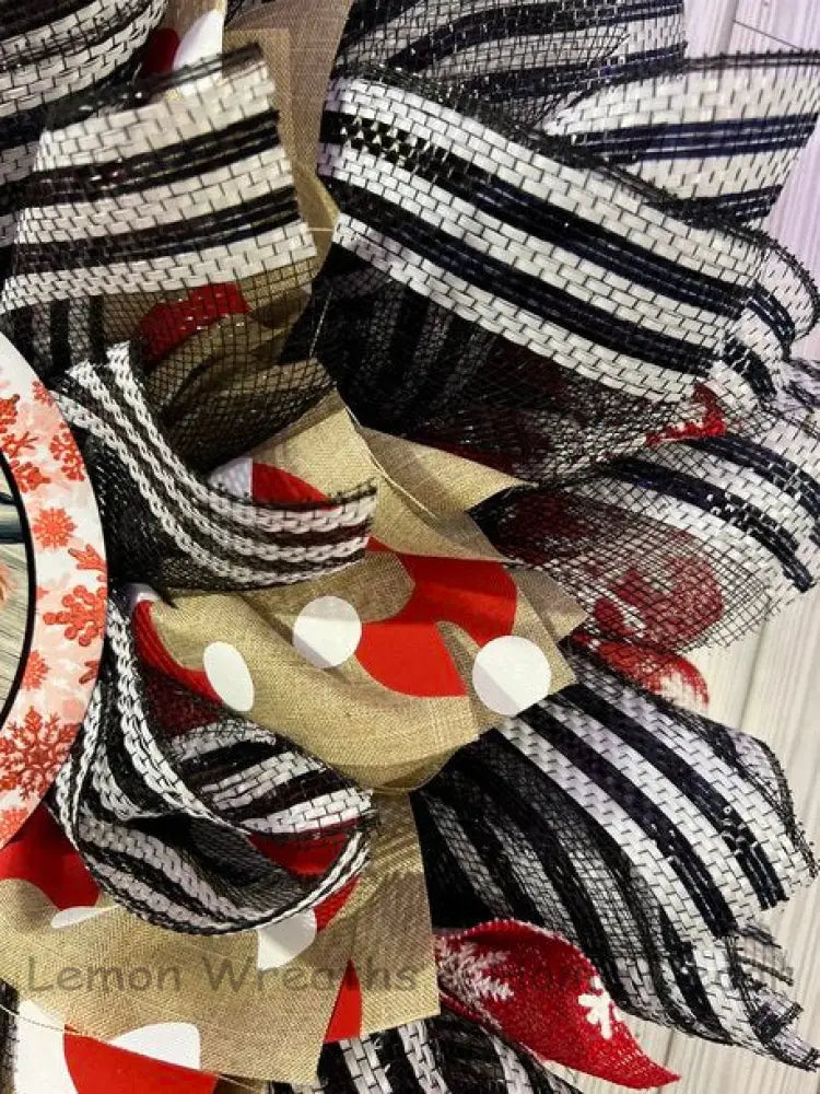 Santa Hat Cow Farmhouse Wreath