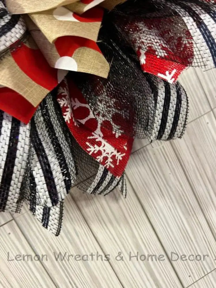 Santa Hat Cow Farmhouse Wreath