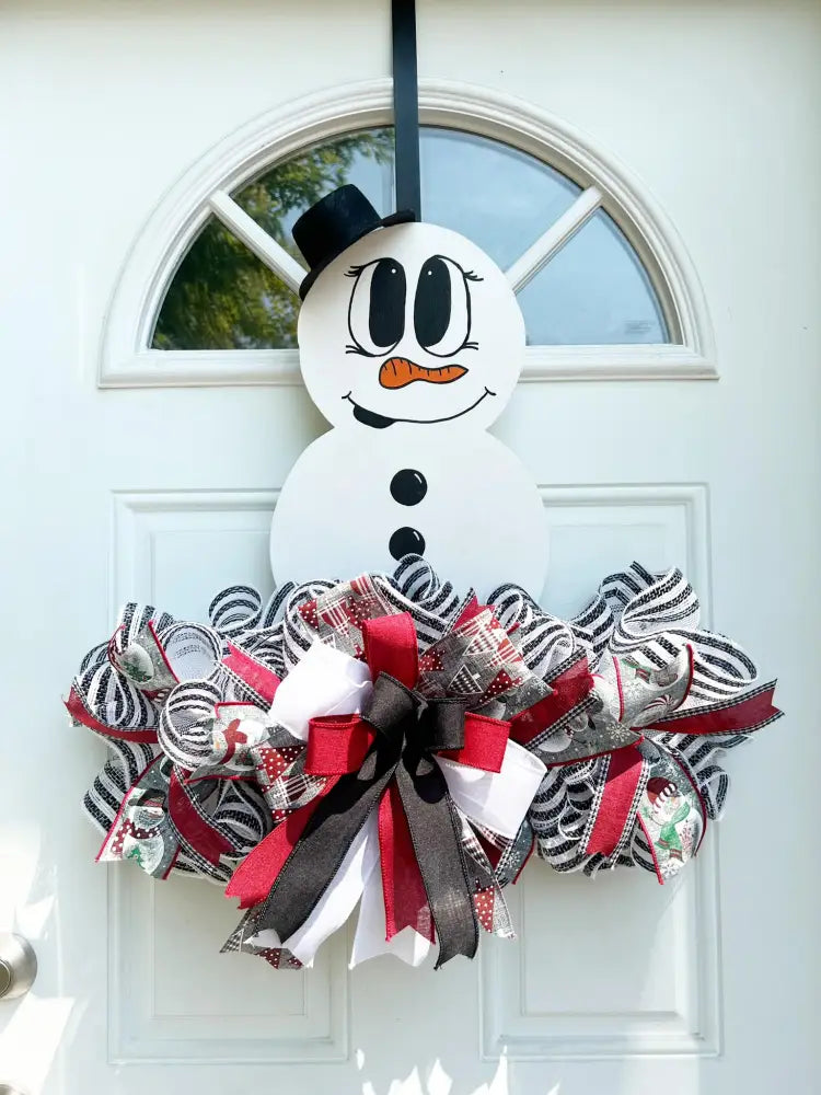 Painted Snowman Wood Rail With Round Corners