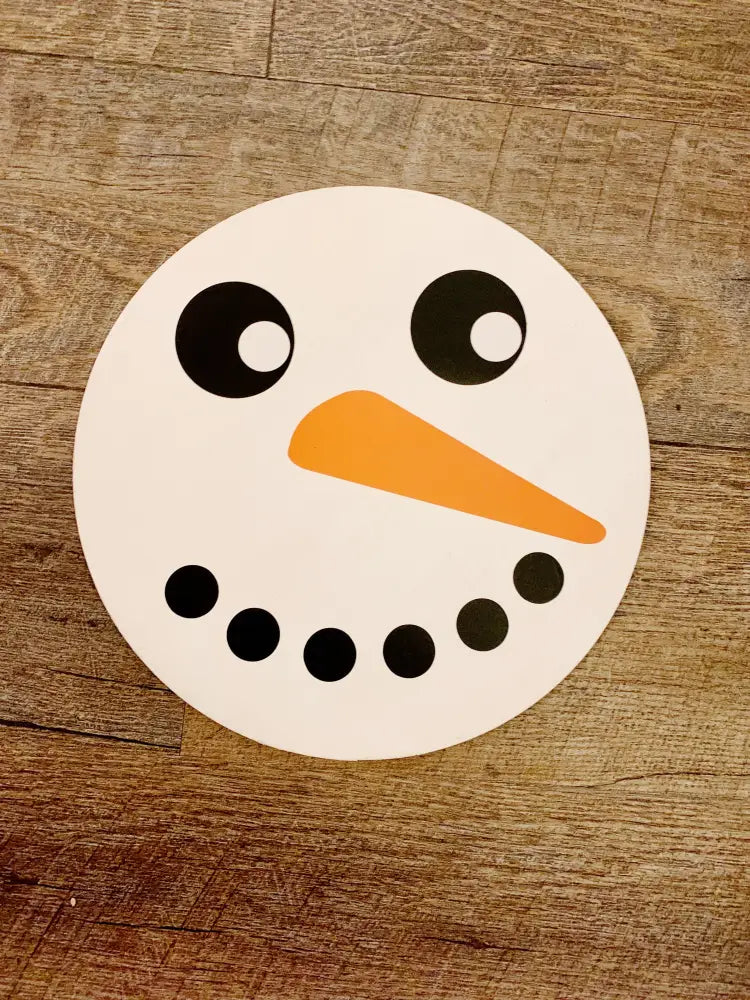 Snowman Face Wood Sign