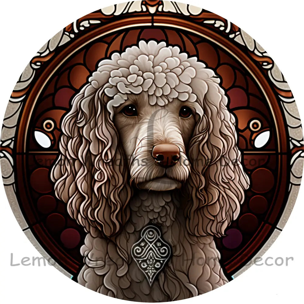 Standard Poodle Dog Breed Faux Stained Glass Metal Sign 8