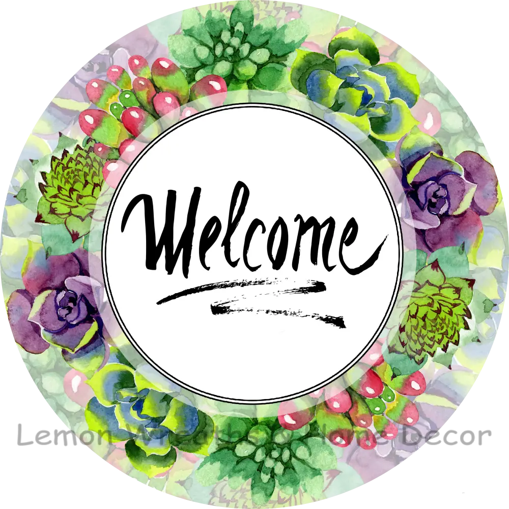 Succulents Welcome Metal Sign