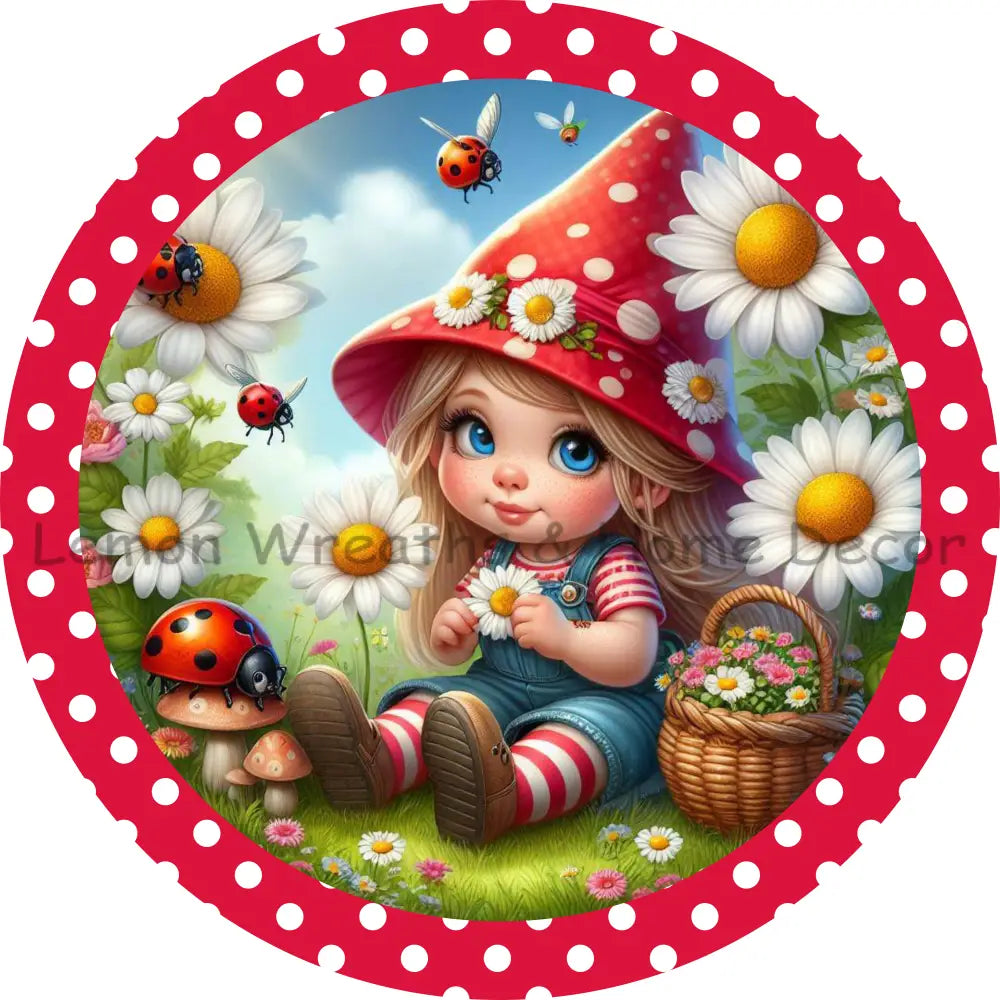 Summer Elf Ladybugs Metal Sign