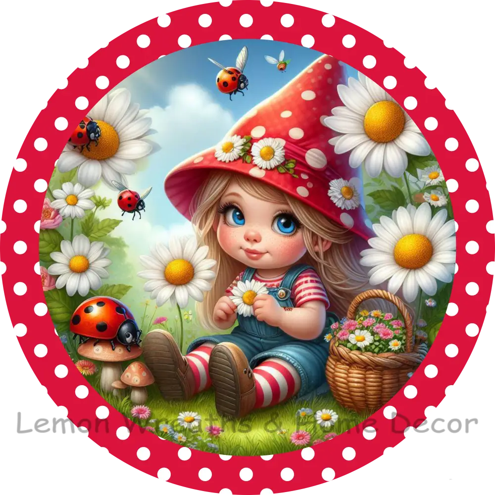 Summer Elf Ladybugs Metal Sign