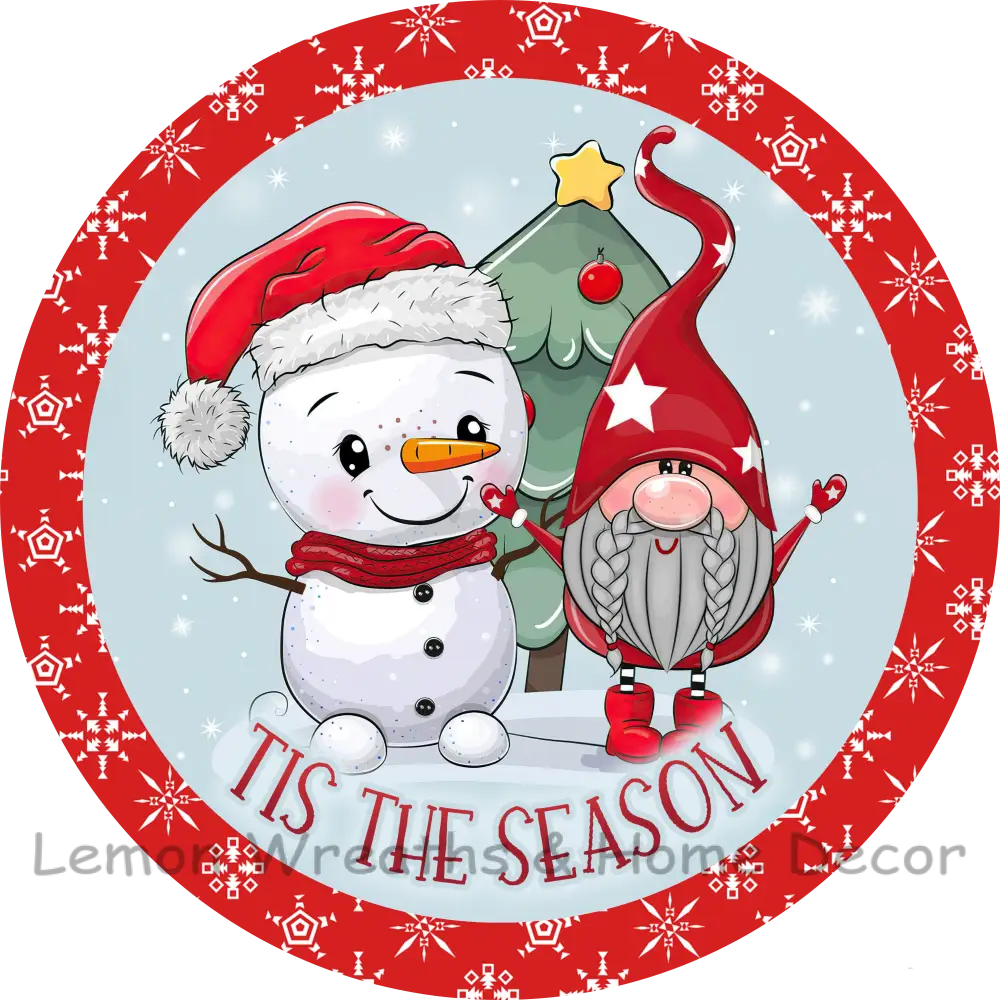 Tis The Season Santa Gnome Metal Sign 8