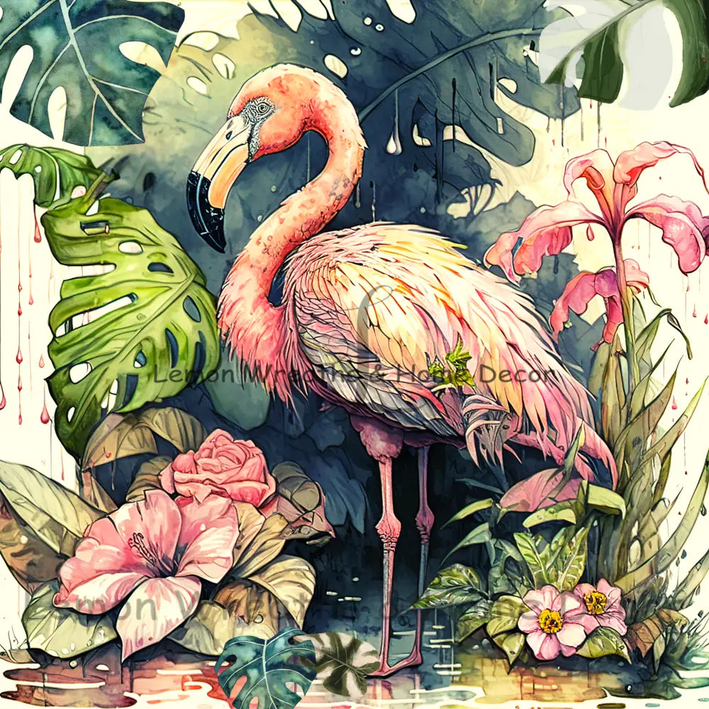 Tropical Flamingo Metal Sign Square 8