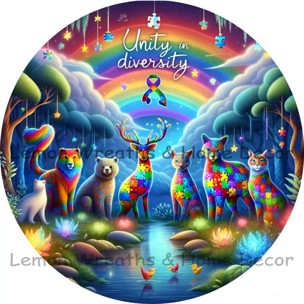 Unity In Diversity Round Metal Sign